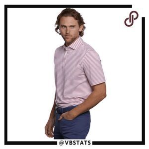 Stitch Men's Golf Striped Short Sleeve Polo Shirt Red White Size‎ Medium/Large